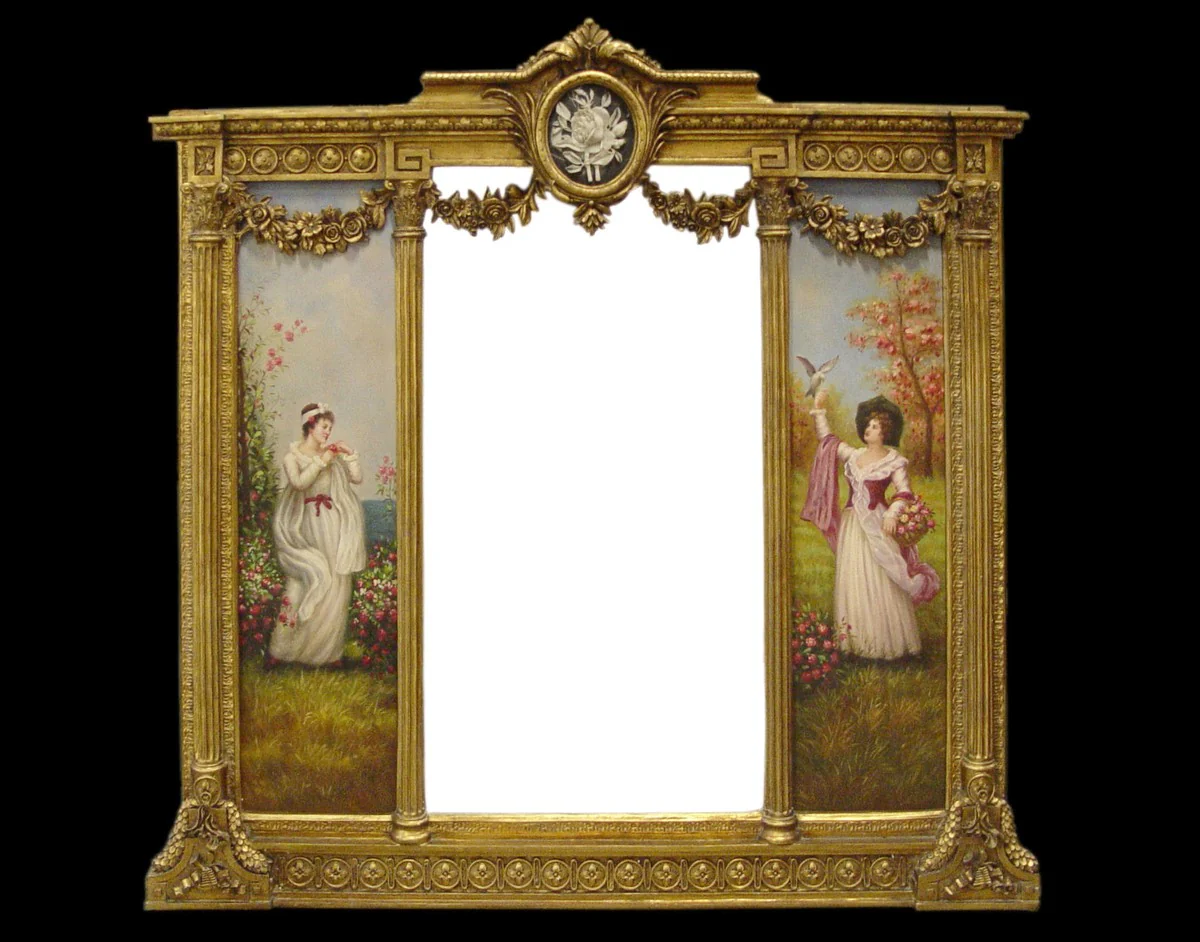Baroque mirror gold W. 152.5 cm x H. 146.4 cm - Baroque wall mirror