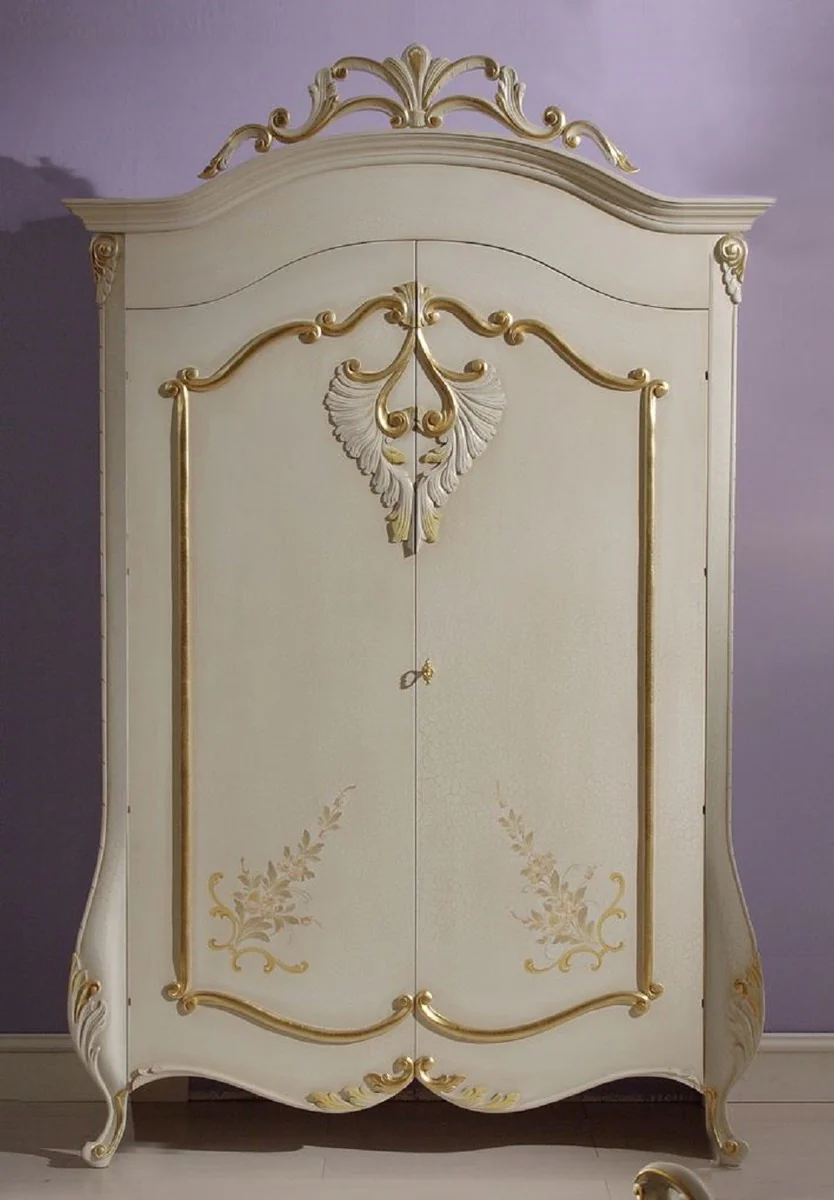 Luxury Baroque Bedroom Cabinet Cream / Gold - Magnificent Baroque Wardrobe - Luxury Bedroom Furniture in Baroque Style - Noble & Ornate - Luxury Quality - Made in Italy