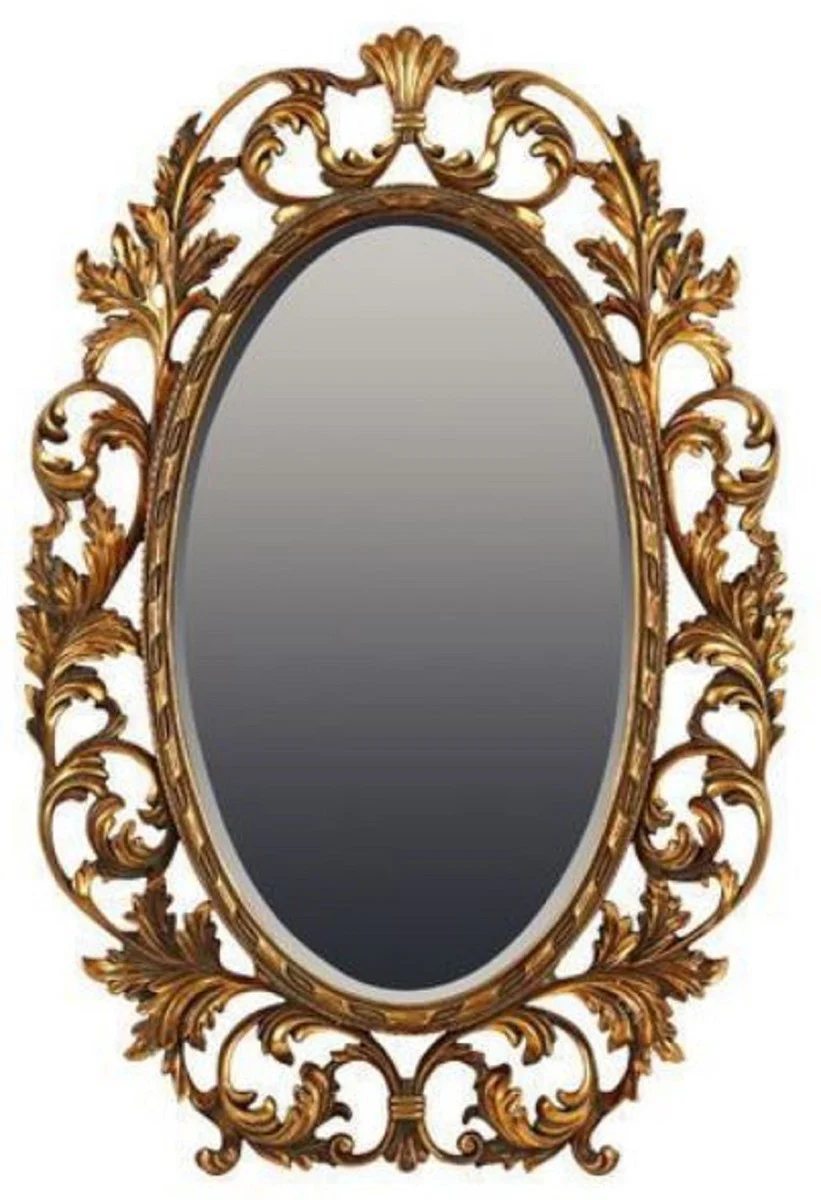 Baroque mirror gold 73 x H. 108 cm - Oval wall mirror in baroque style - Magnificent antique style wardrobe mirror - Baroque interior - Baroque furniture