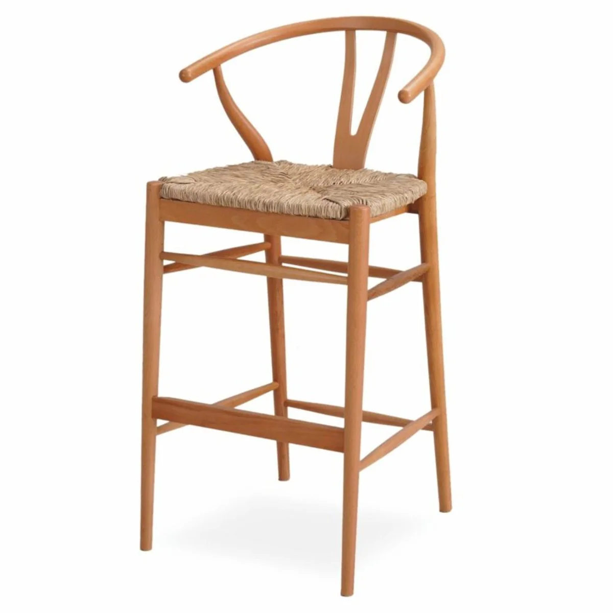 Luxury bar chair with armrests natural color H. 103 cm - solid wood bar furniture