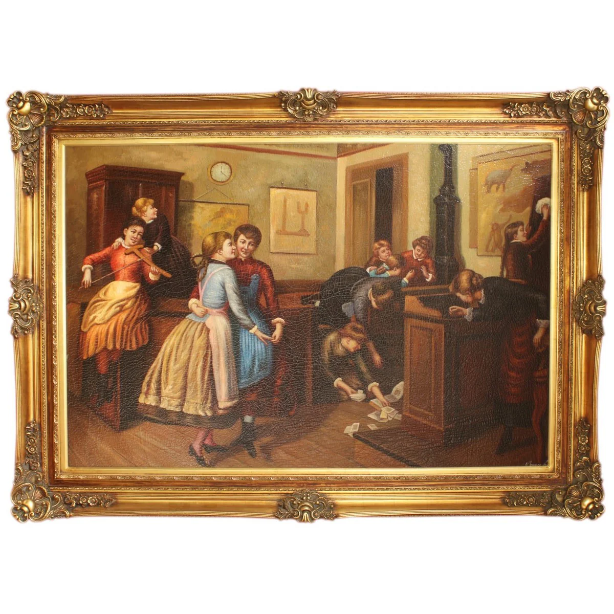 Huge Hand Painted Baroque Oil Painting Dance Mod1. Gold splendor frame 225 x 165 x 10 cm - Solid material