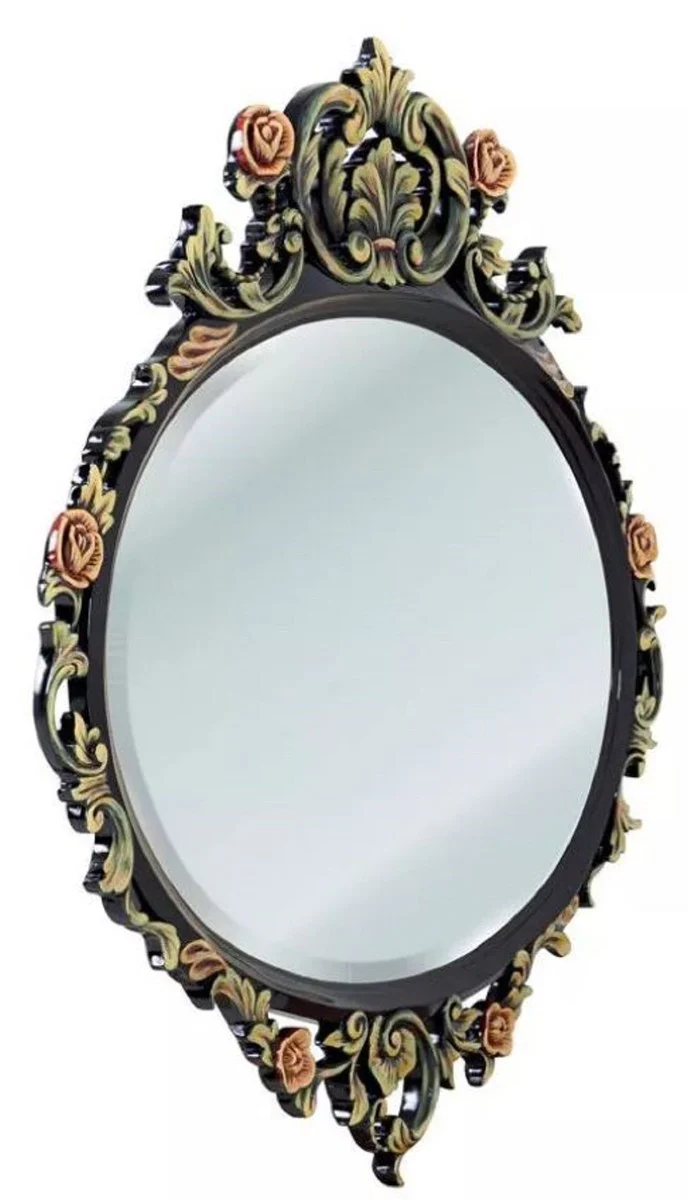 Luxury Baroque Mirror Black / Multicolored - Magnificent solid wood wall mirror in Baroque style - Luxury furniture in Baroque style - Baroque furniture - Noble & magnificent