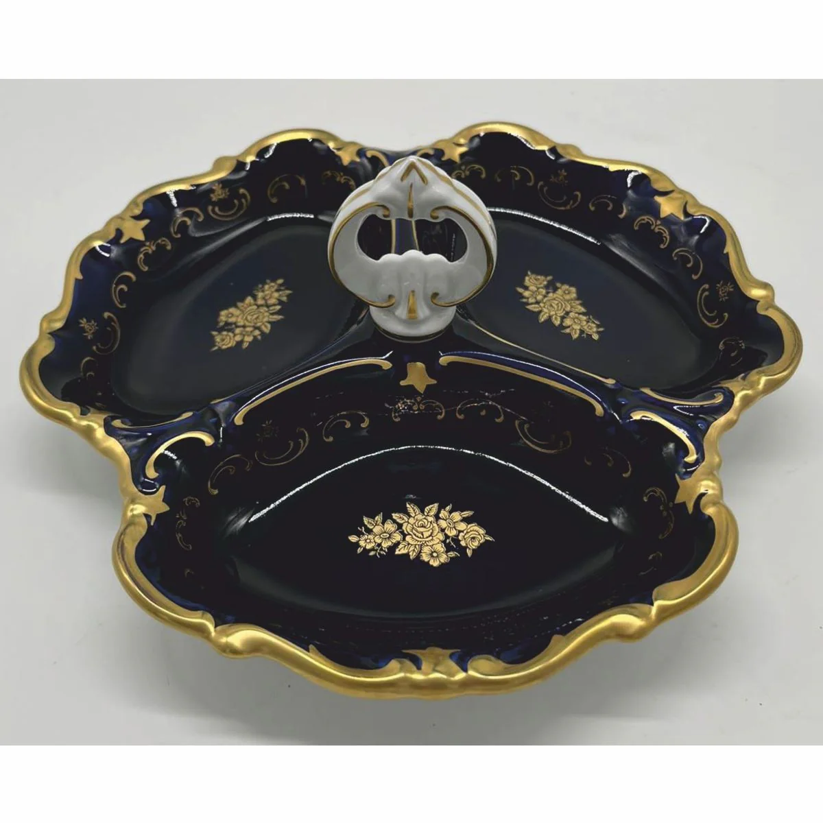 Luxus Barock Porzellan Servierschale mit Tragegriff Ø 25 cm - Reichenbach Porzellan