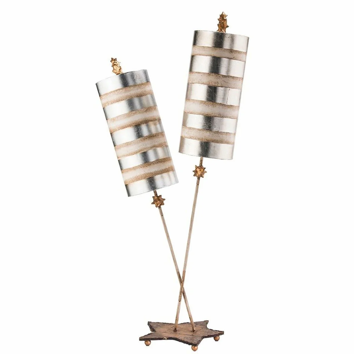 Luxury double table lamp silver / cream H. 102.7 cm - Luxury Lights