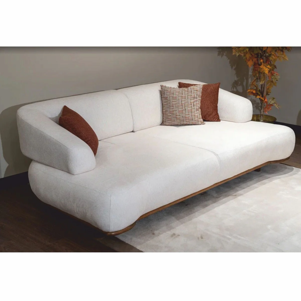 Luxury sofa with adjustable backrests white / brown 240 cm - luxury furniture