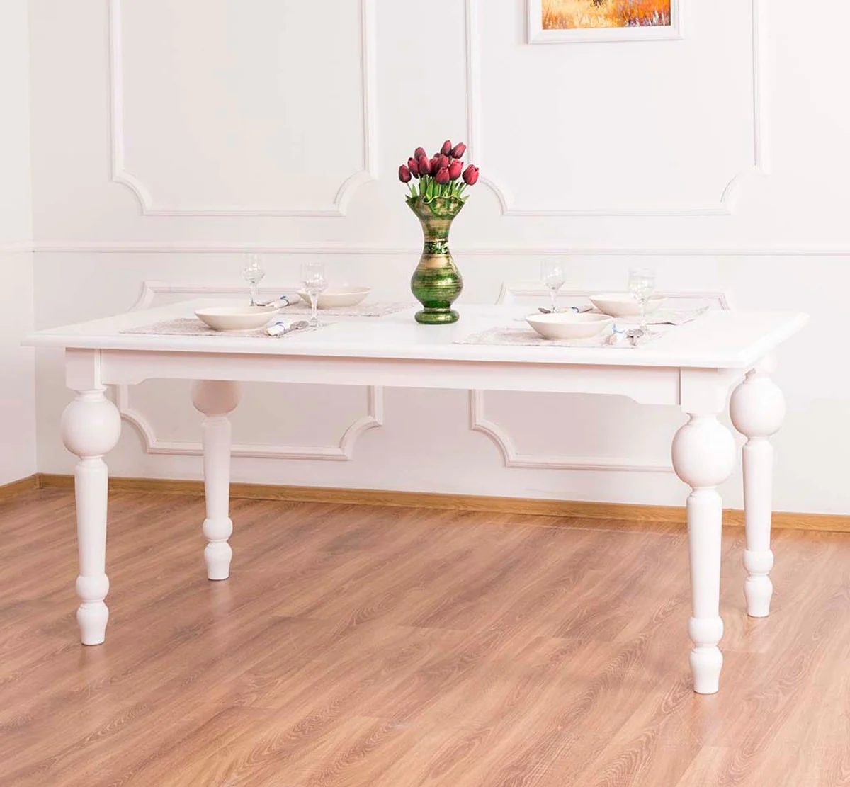 Country house style dining table white 180 x 90 x H. 78 cm - country house style dining room furniture