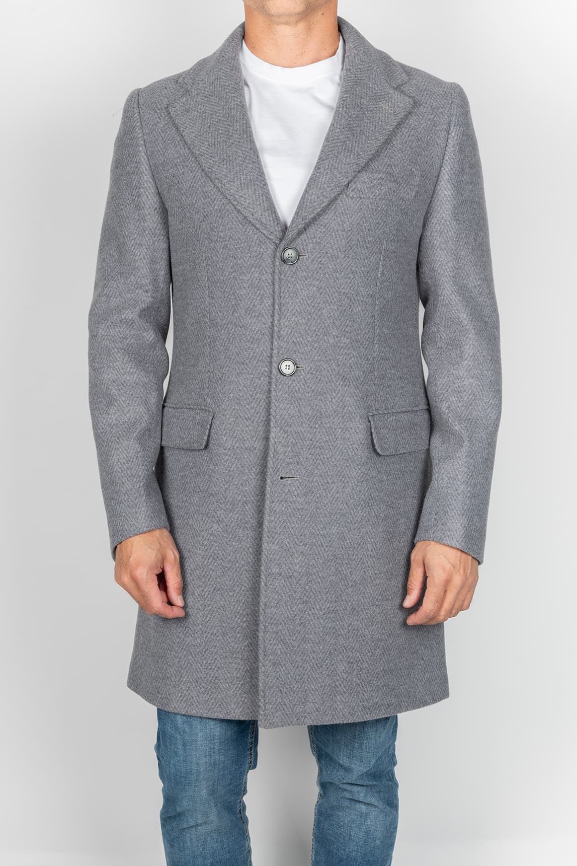 Rivera-Spanien Grauer Fischgrätenmantel