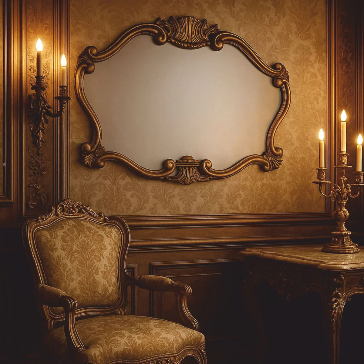 Luxus Barock Spiegel Gold 92 cm - Barock Möbel - Made in Italy