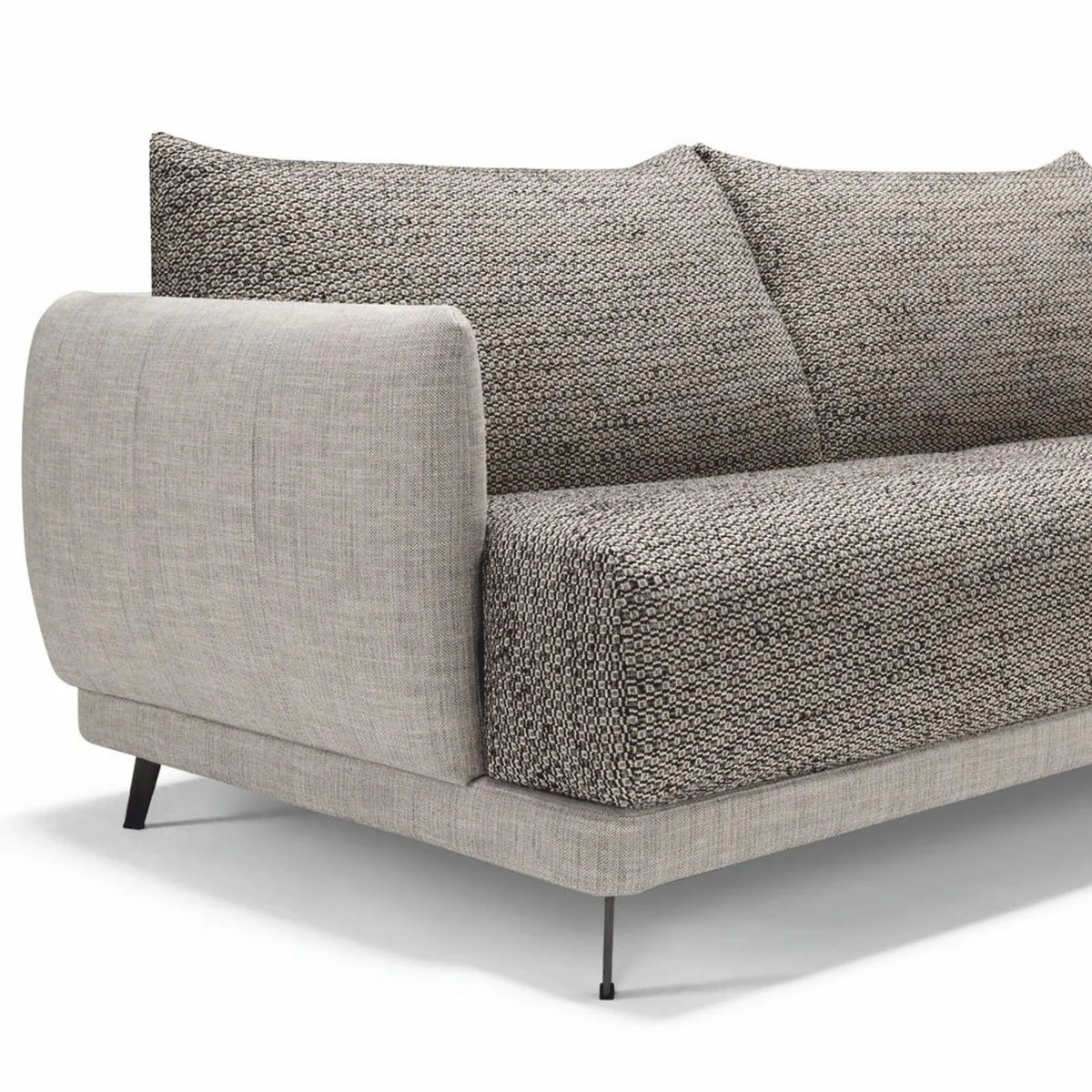 Luxus Schlafsofa Grau / Schwarz 215 cm - Ausklappbares Wohnzimmer Sofa