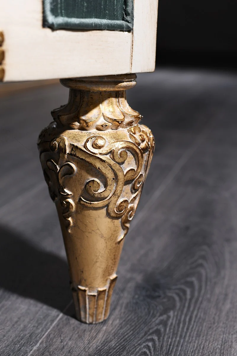 Luxury baroque sofa turquoise / white / gold 256 x 89 x H. 90 cm - Magnificent Chesterfield living room sofa in the baroque style