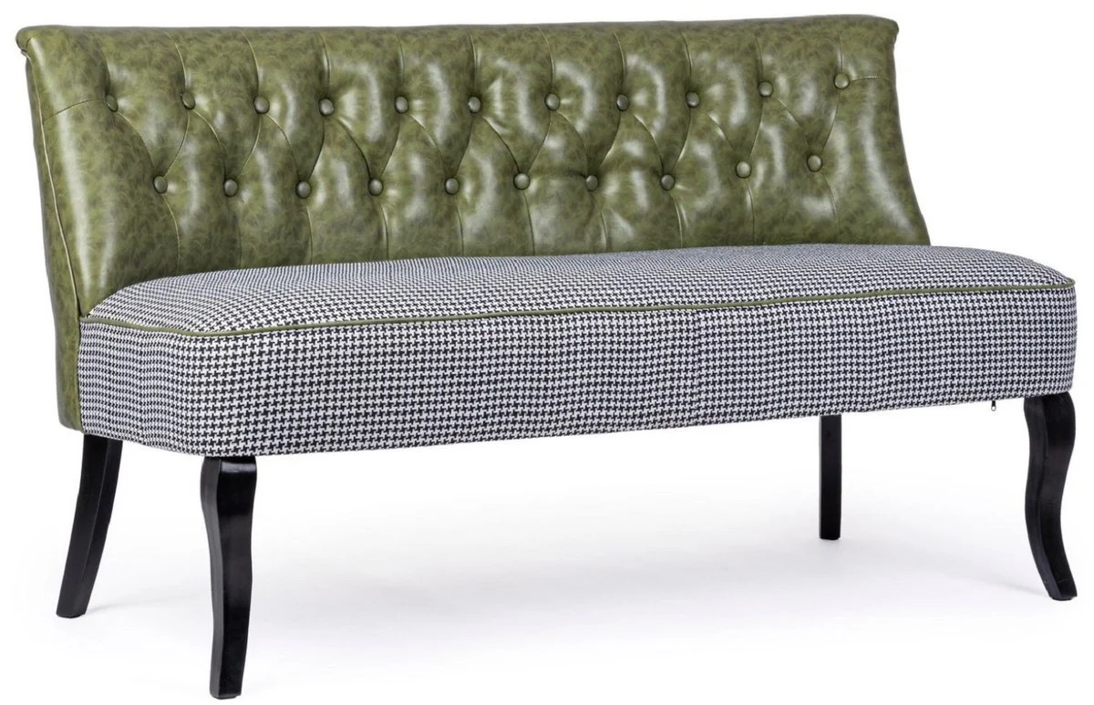 Luxury Chesterfield faux leather sofa dark green / white / black 136 x 66 x H. 76 cm - living room sofa - living room furniture - Chesterfield furniture - luxury furniture - luxury furnishings