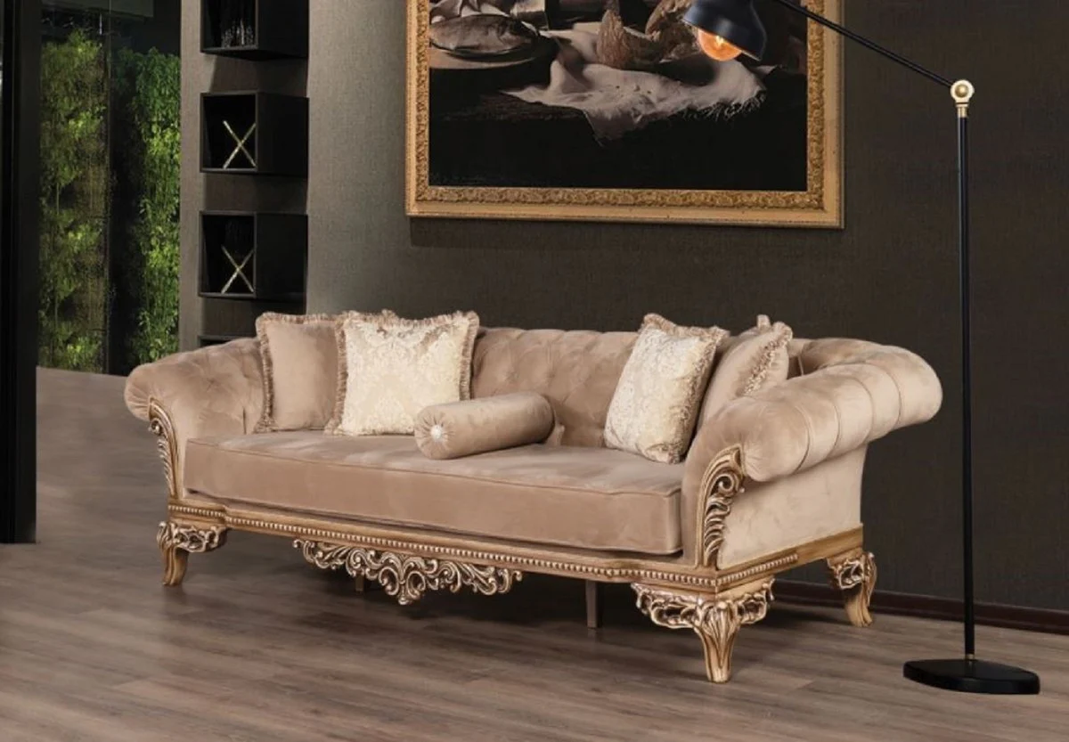 Luxury Baroque Chesterfield Sofa Brown - Magnificent Living Room Sofa in Baroque Style - Baroque Living Room Furniture - Noble & Magnificent