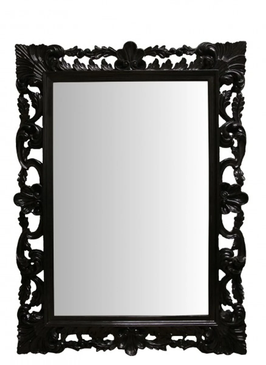 Baroque wall mirror black piano lacquer, height 117 cm, width 87 cm - noble & magnificent