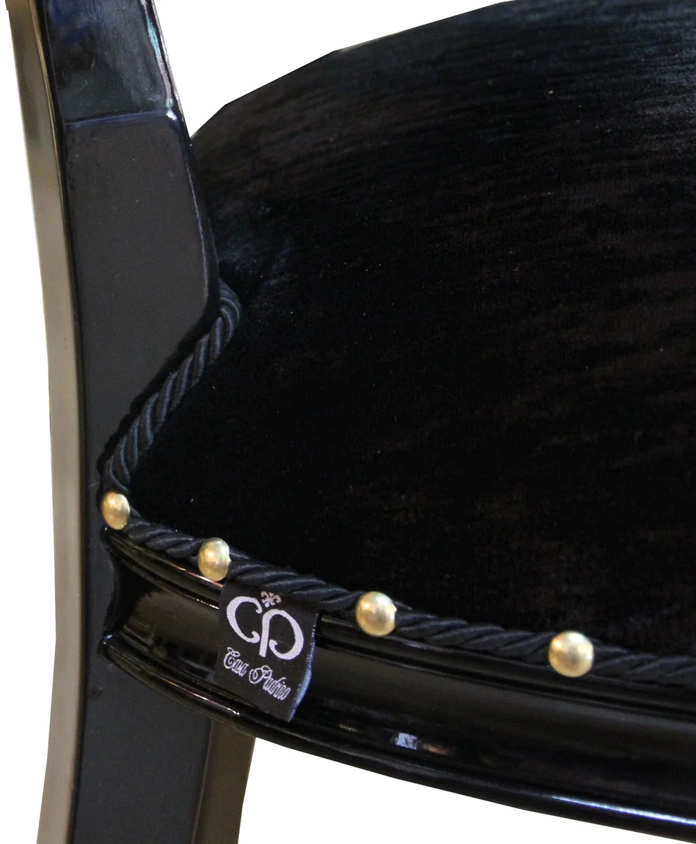 Baroque Medallion Luxury Dining Chair without Armrests in Black / Black - Limited Edition