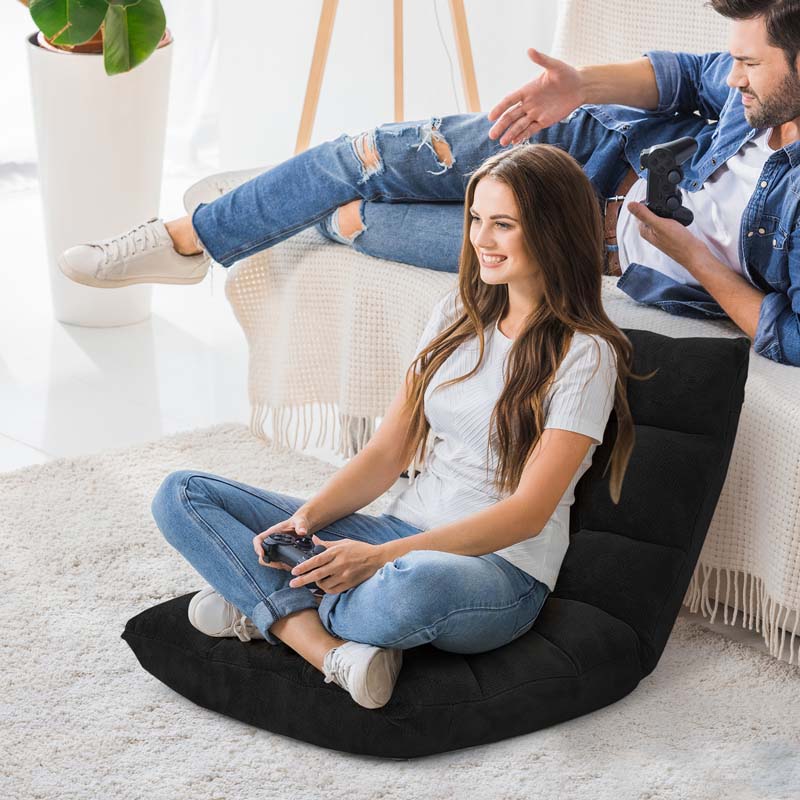 Memory Foam Floor Chair, 14-Position Adjustable Folding Gaming Sofa Chair with Back Support, Chaise Lounge Sofa Bed Recliner