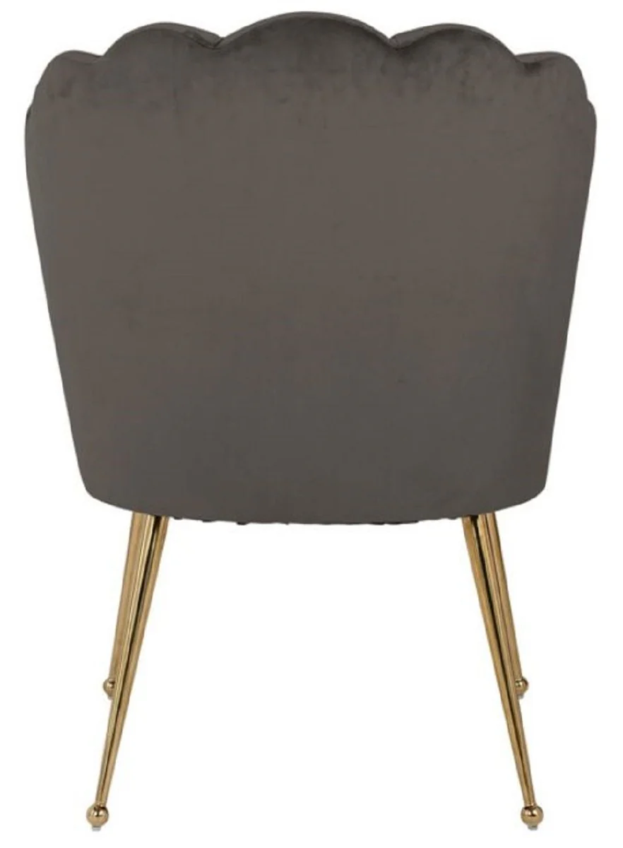Luxury velvet dining room chair gray / gold 66 x 64 x H. 86 cm - kitchen chair with velvet fabric - dining room furniture - kitchen furniture - luxury furniture