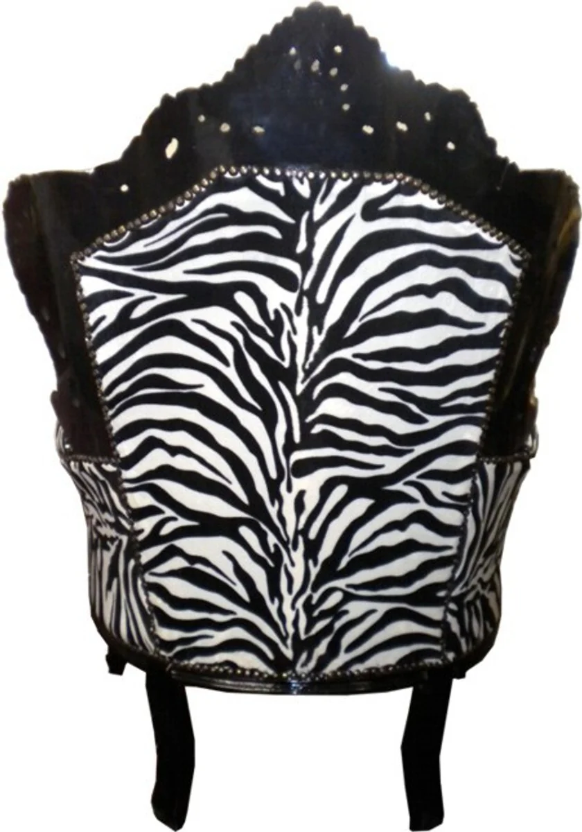 Barock Sessel King Zebra / Schwarz Möbel