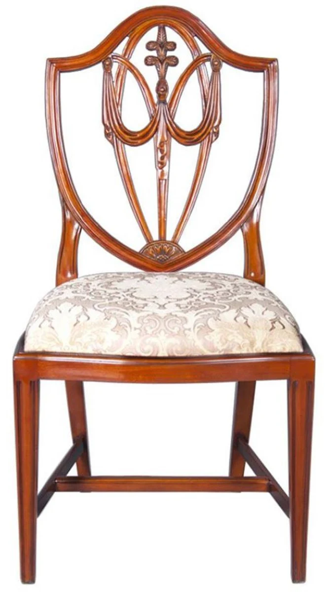Luxury Art Deco dining room chair brown / gold 58.4 x 50.8 x H. 99.1 cm - Elegant solid wood chair with pattern - Art Deco dining room furniture