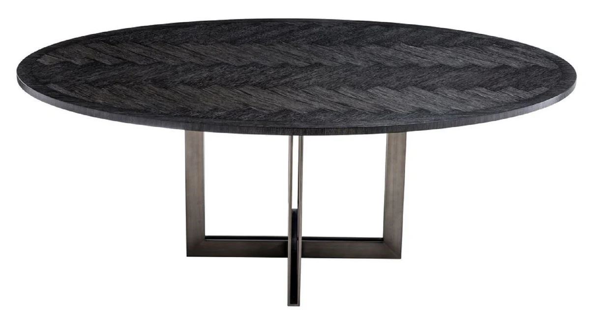 Luxury dining table black / bronze 200 x 120 x H. 76 cm - Oval kitchen table - Luxury dining room furniture