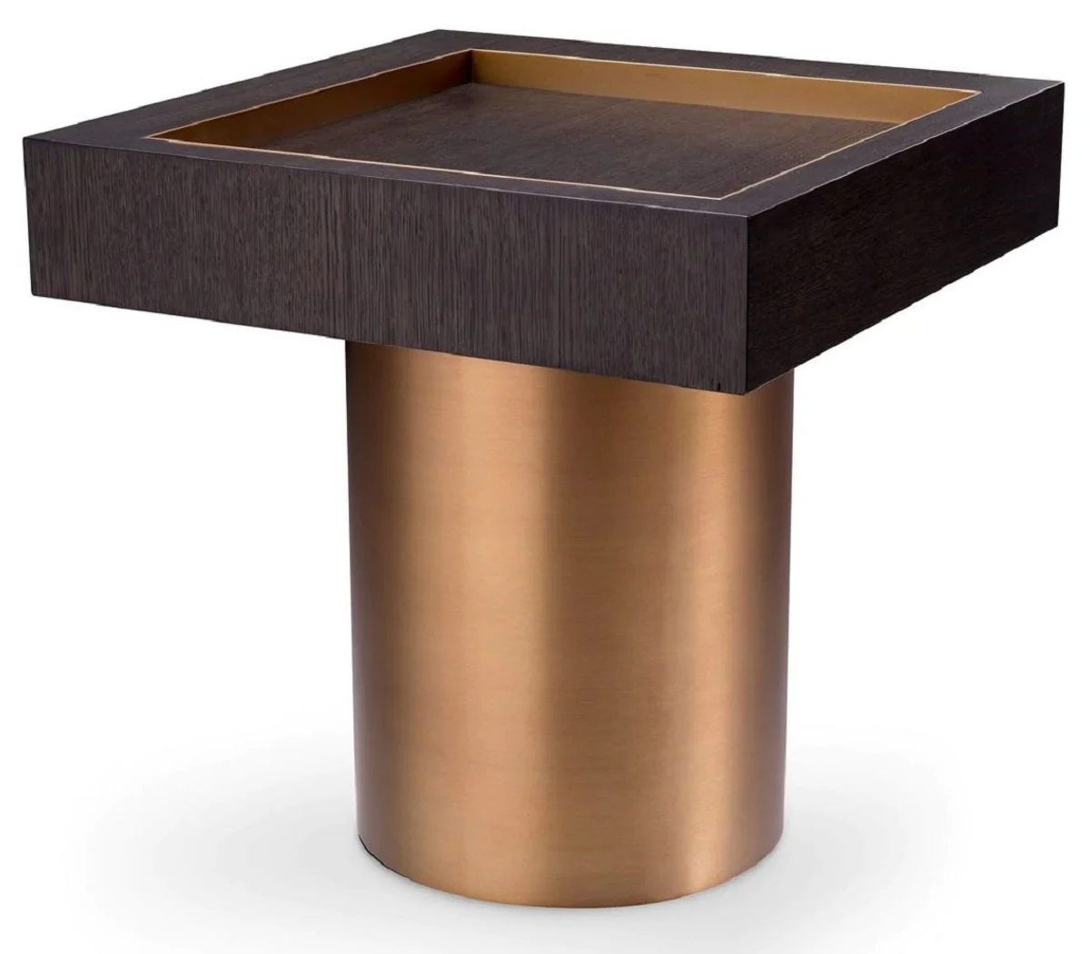 Luxury side table mocha / brass 50 x 50 x H. 50 cm - Square living room table - Living room furniture - Luxury furniture - Luxury furnishings - Living room furnishings
