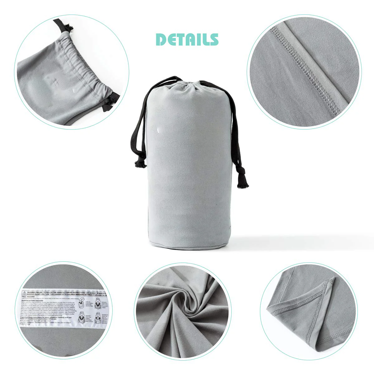 Baby-Wickeltrage, freihändige Babytrage, leicht, atmungsaktiv, weich, perfekt für Neugeborene und Babys, als Duschgeschenk, Schwarz