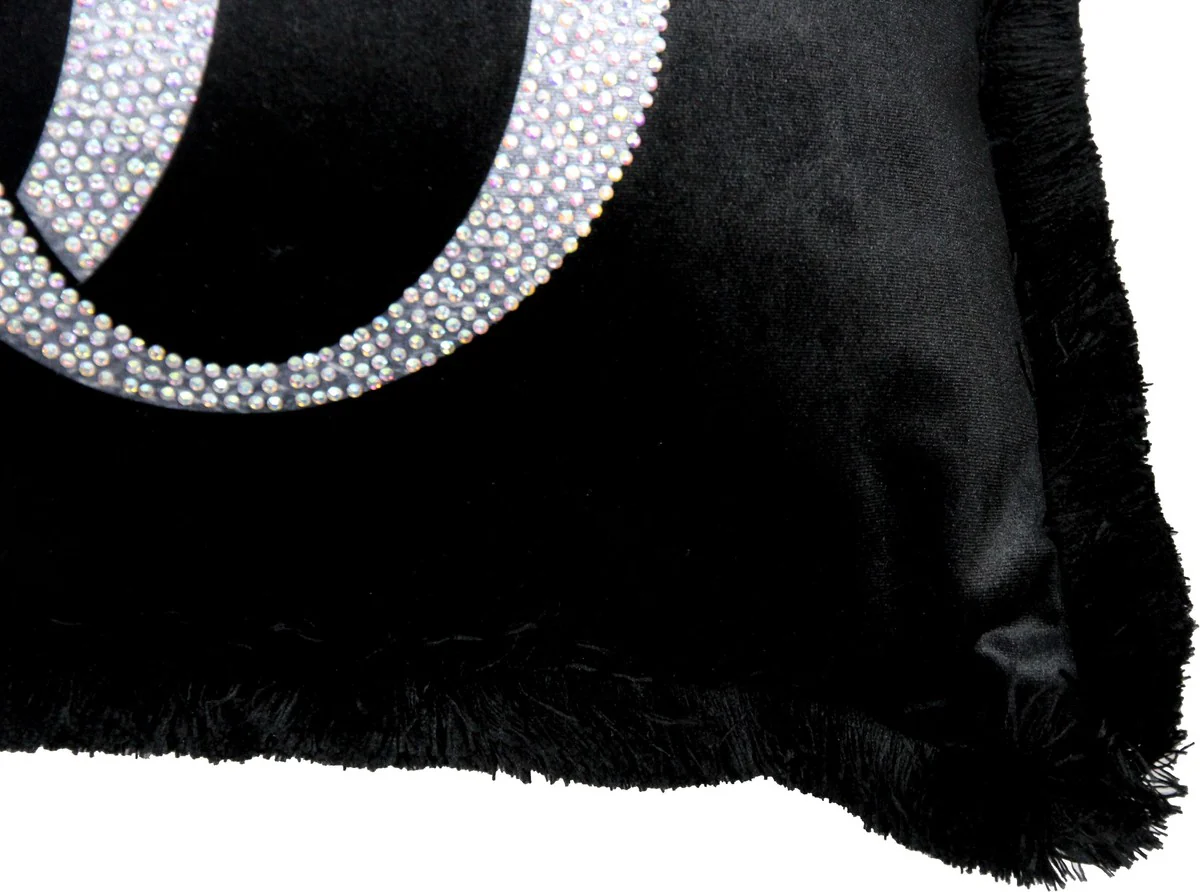 Harald Glööckler luxury decorative cushion Pompöös by black / silver crown deluxe with rhinestones - Glööckler cushion