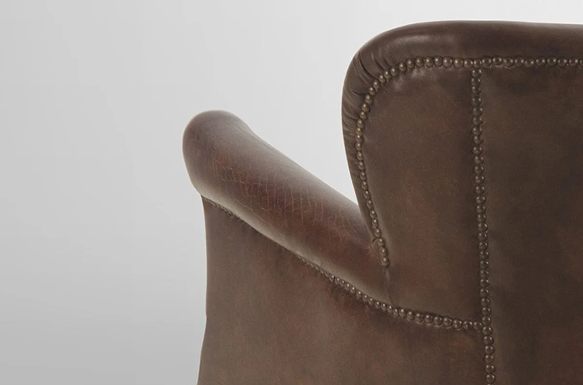 Chesterfield Luxury Real Leather Wing Chair Vintage Leather from Cigar - Club Armchair