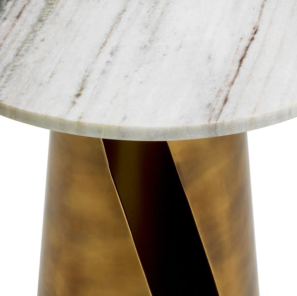 Luxury side table with marble top white / vintage brass Ø 45 cm