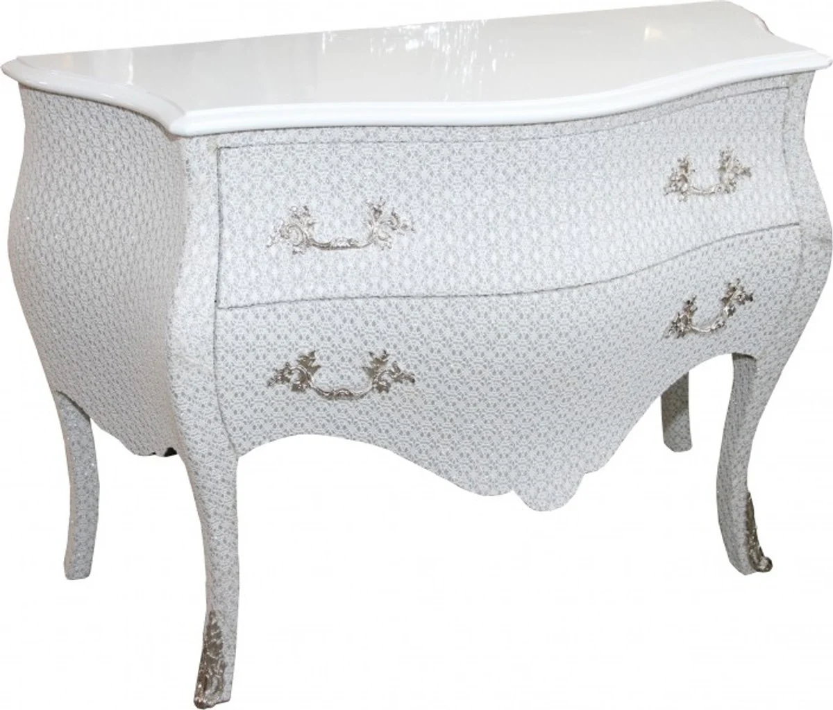Baroque chest of drawers white / glitter look 120cm Mod2 - furniture cabinet sideboard