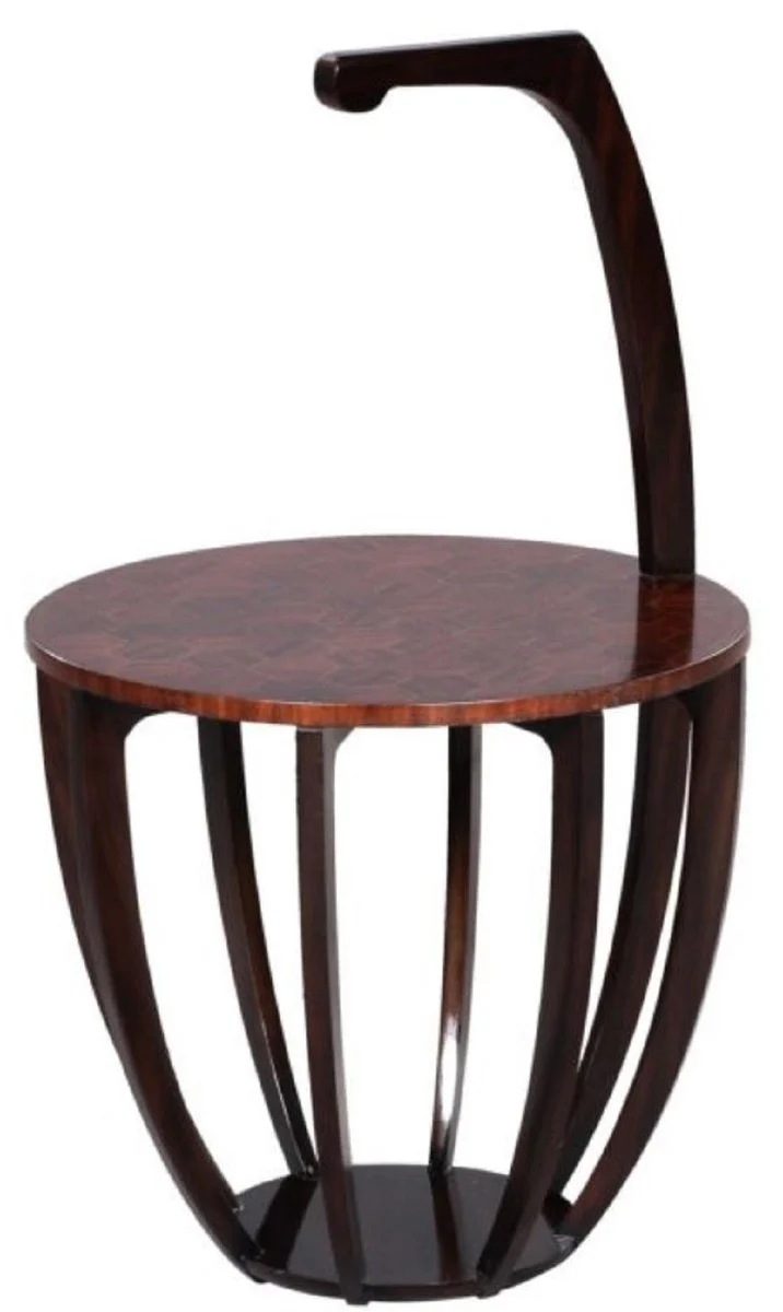 Luxury side table dark brown / brown Ø 50 x H. 88 cm - small drinks table with carrying handle