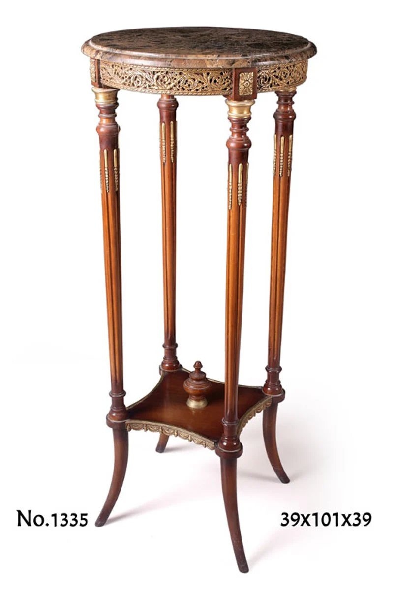 Baroque side table with marble top 39 x 39 x H. 101 cm - luxury side table