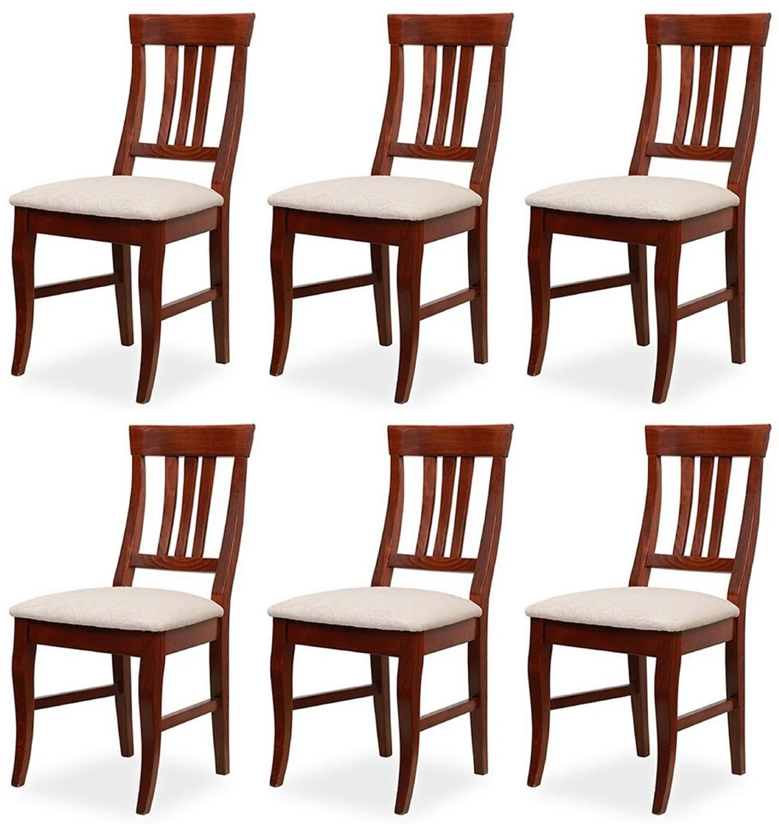 Biedermeier dining room chair set of 6 light gray / dark brown 43 x 52 x H. 96 cm - Solid wood kitchen chairs - Solid wood dining room furniture - Biedermeier dining room furniture