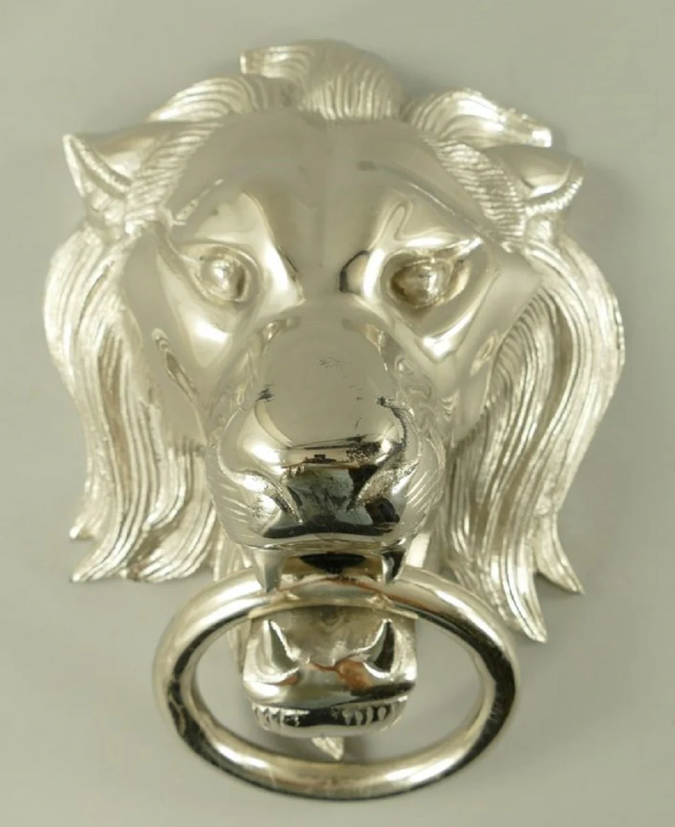 Baroque aluminum door knocker lion silver H. 40 cm - Baroque decorative accessories