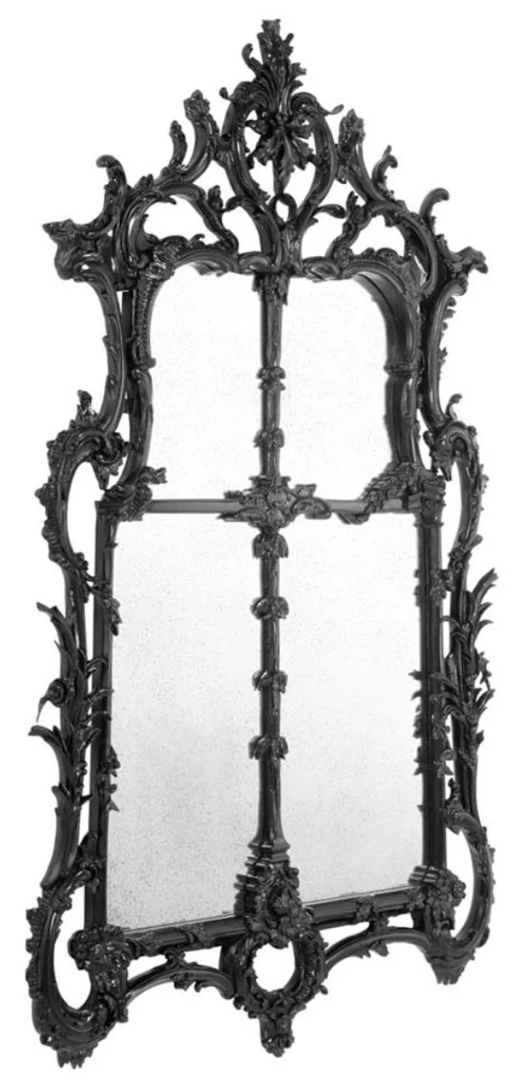 Luxury baroque style living room wall mirror black 102 x H. 174 cm - Limited Edition