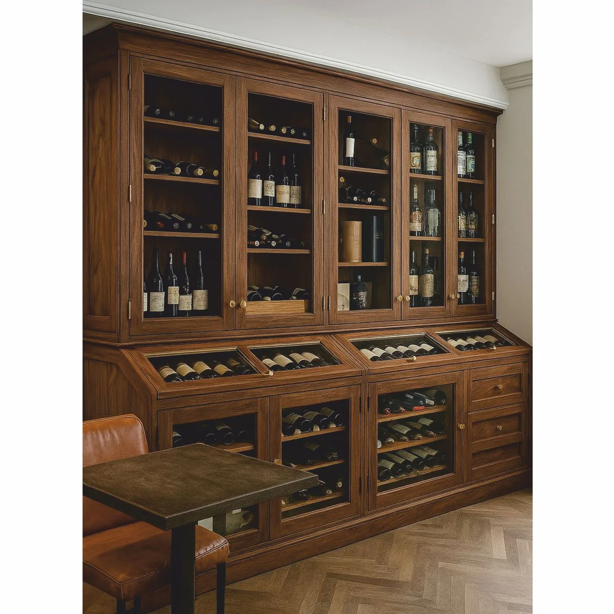 Landhausstil Weinschrank Dunkelbraun 240 cm - Landhausstil Bar Möbel
