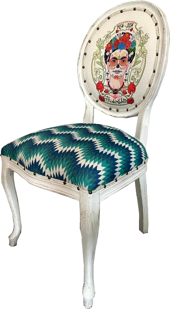 Frida Kahlo by Luxury Baroque Dining Chair Green / White / Colorful / Antique White