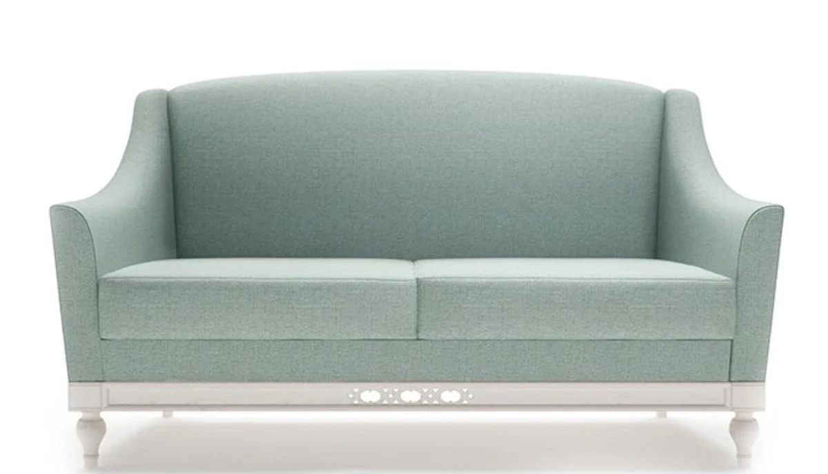 Luxury Art Nouveau 2-seater sofa mint green / white 152 x 90 x H. 96 cm - luxury quality