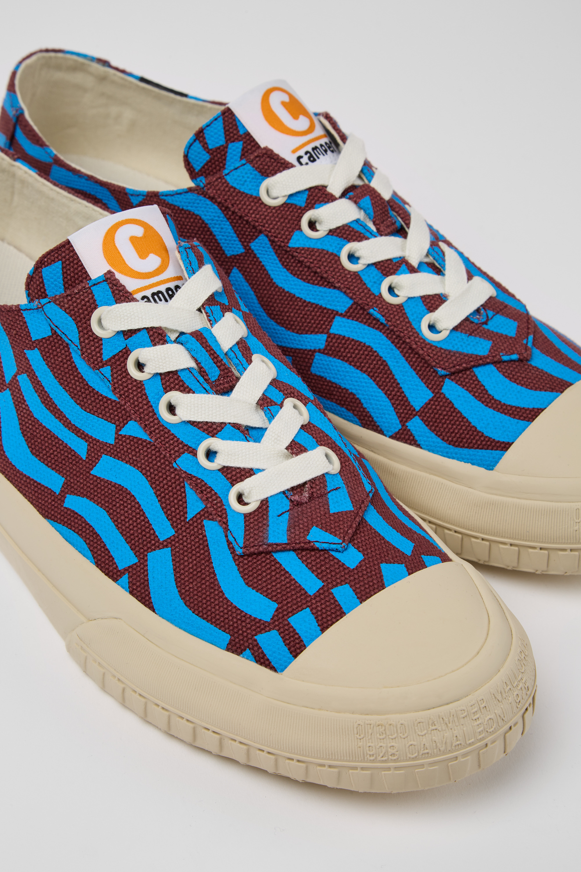 Camaleon - Blau und burgundig recycelte Baumwollsneaker für Herren