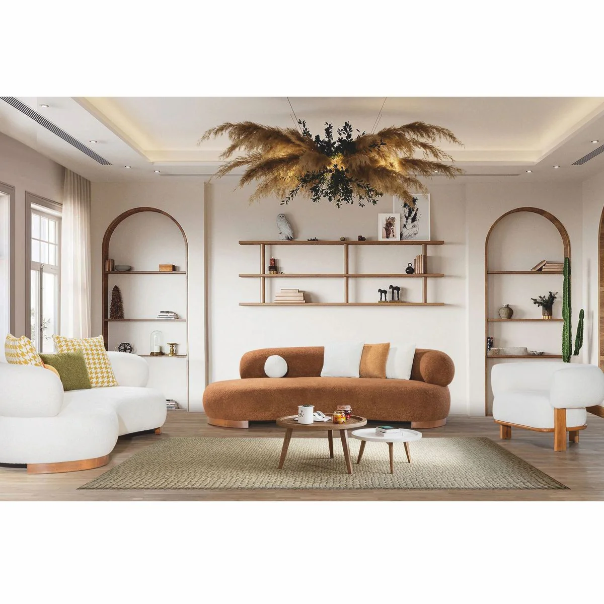 Luxus Sofa Weiß / Braun 255 cm - Wohnzimmer & Hotel Möbel