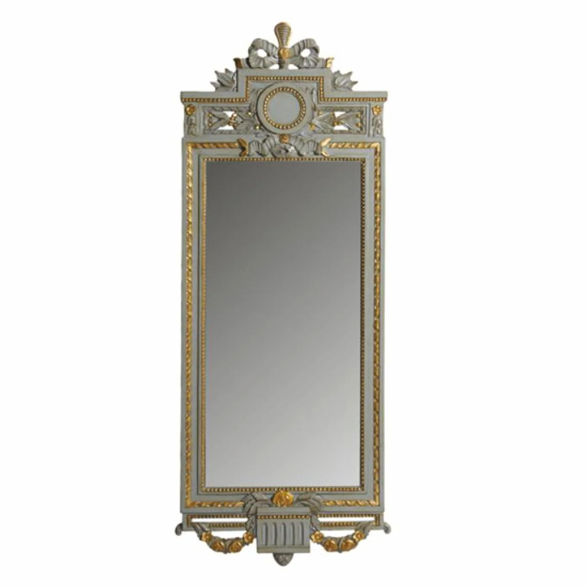 Luxury baroque mirror gray / gold H. 130 cm - Made in Italy