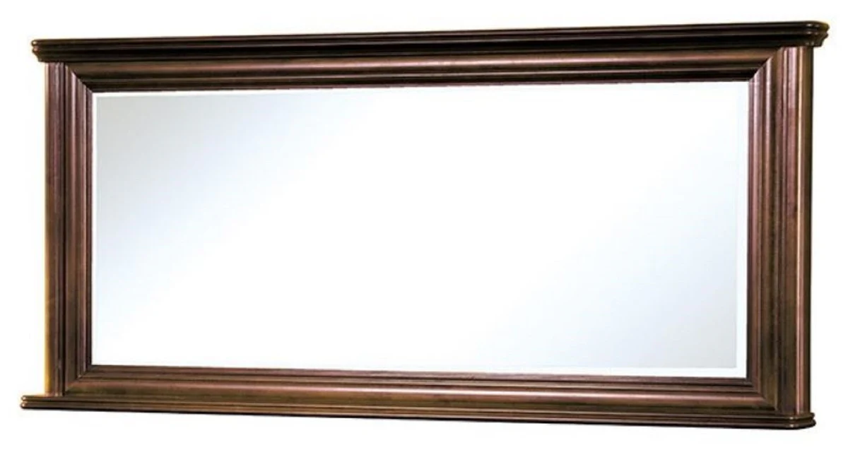 Luxury Art Nouveau mirror dark brown 157 x 12 x H. 71.2 cm - Rectangular solid wood wall mirror - Bedroom mirror - Baroque & Art Nouveau bedroom furniture