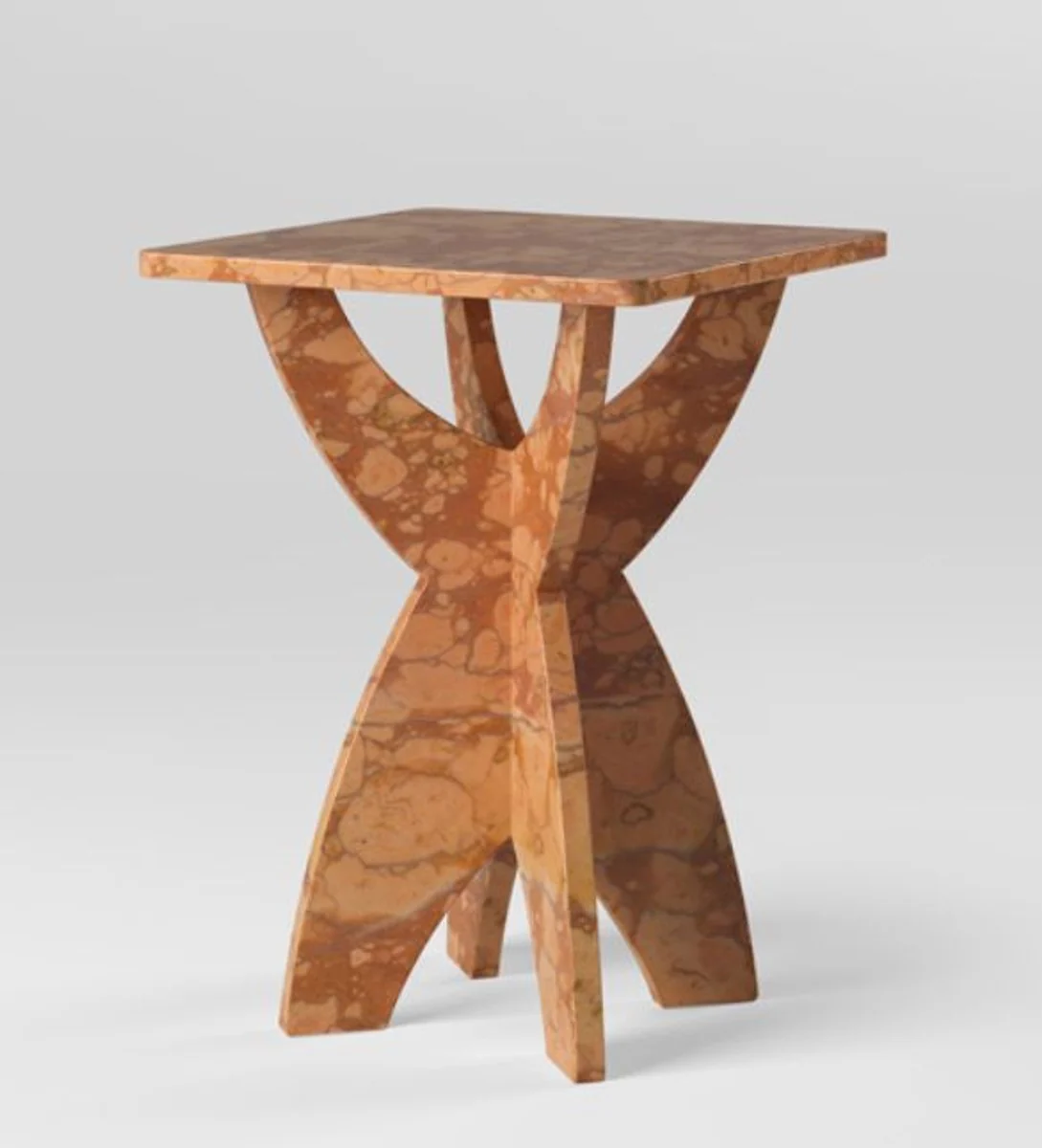 Luxury Rosso Verona marble side table terracotta colors 45 x 45 x H. 60 cm - living room furniture - luxury quality