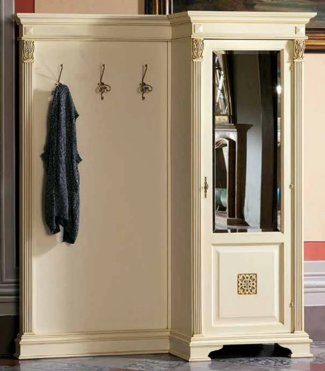 Luxury baroque wardrobe with cupboard cream / gold - solid wood wardrobe in baroque style - luxury wardrobe furniture in baroque style - luxury quality - Made in Italy