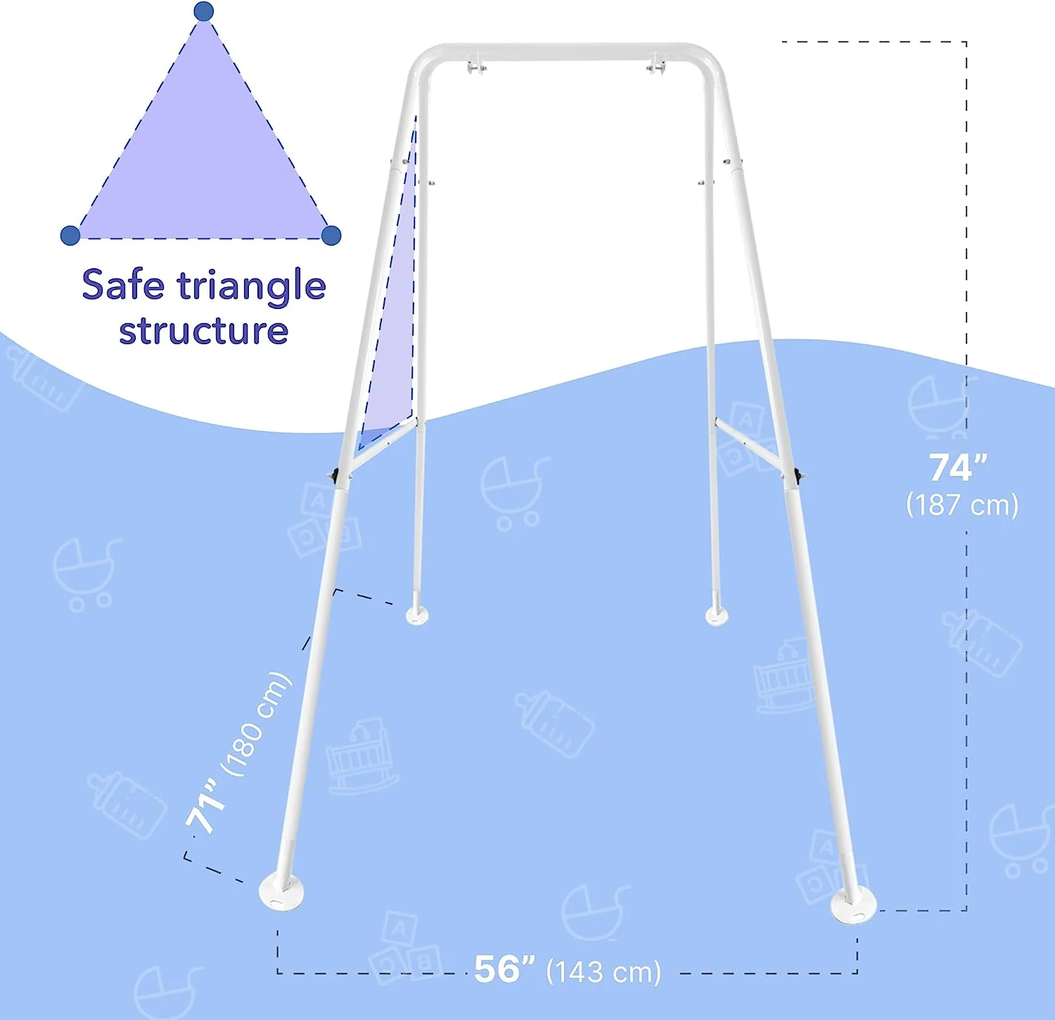 Babyschaukel aus Segeltuch, hängender Schaukelsitz aus Holz mit Sicherheitsgurt, langlebiger Baby-Hängemattenstuhl, Außen- und Innenschaukel für Kinder, Montagezubehör im Lieferumfang enthalten, Elfenbeinfarben
