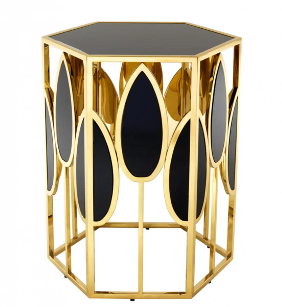 Luxury Art Deco designer side table gold with black glass - luxury side table