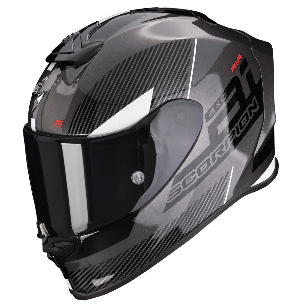 CASCO SCORPION EXO R1 EVO AIR FINAL GRIS / NEGRO / BLANCO