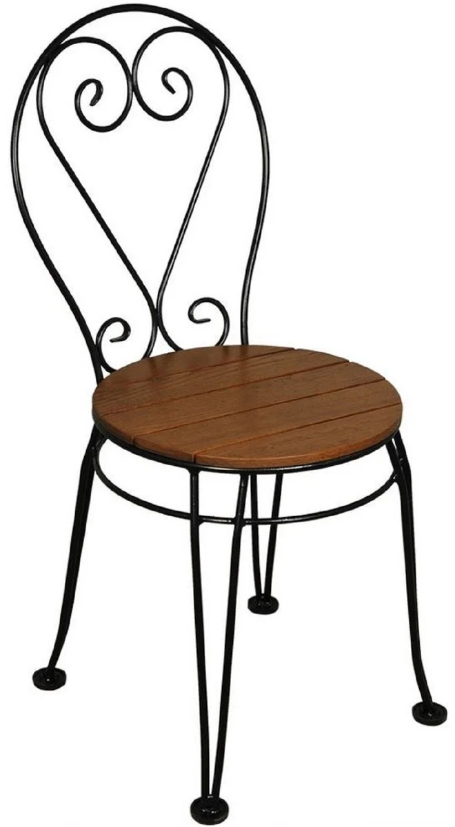 Art Nouveau garden chair set of 4 brown / black 40 x 40 x H. 92 cm - Elegant wrought iron chairs with solid wood seats - Nostalgic garden & catering furniture