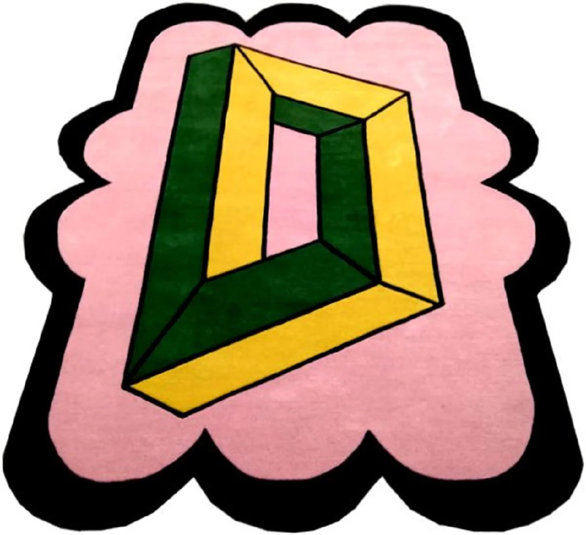 Designer Wollteppich Rosa / Grün / Gelb / Schwarz 200 x 300 cm - Wohnzimmer Teppich mit Design - Luxus Kollektion