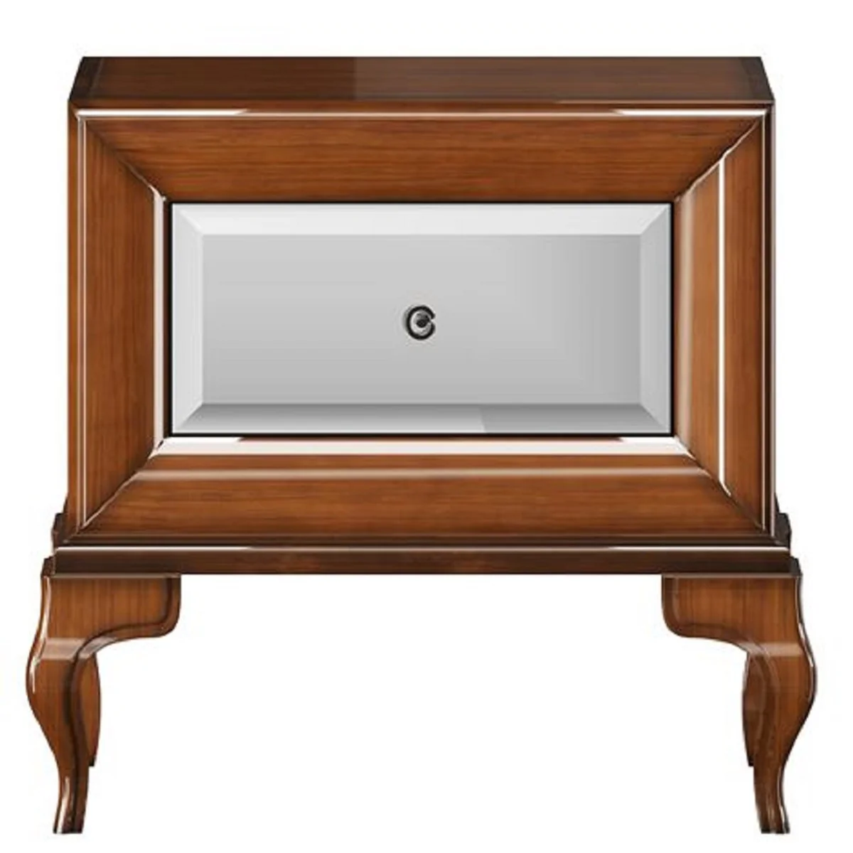 Luxury Art Deco bedside table high gloss brown 70 x 42 x H. 65 cm - Mirrored side table with drawer - Luxury bedroom furniture - Luxury Art Deco furniture