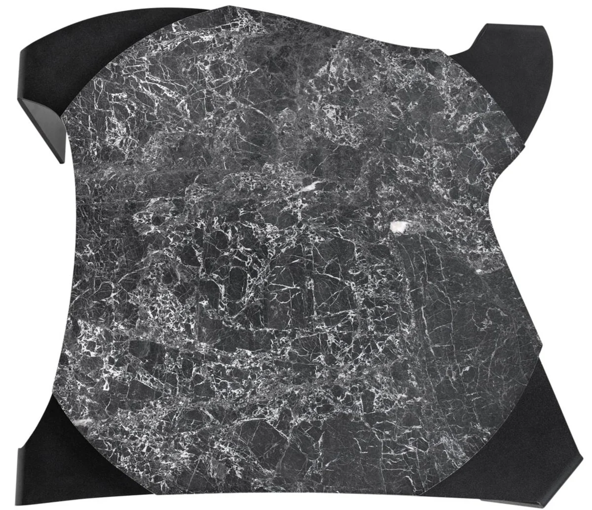 Luxury coffee table black / gray 75.5 x 78 x H. 32.5 cm - designer living room table with marble top